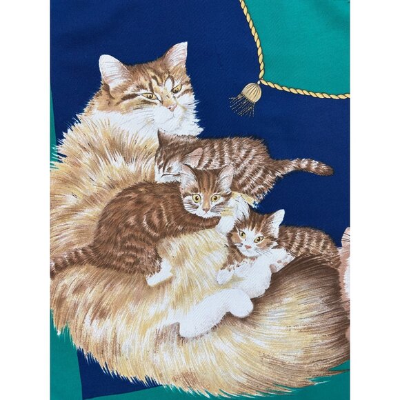 Vintage Symphony Scarfs Cat Print Polyester Scarf 34.5" Square Headwear - Picture 5 of 6